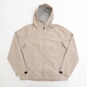 Iceburg Mens Packable Rain Jacket Beige Mesh Lined Hooded Full Zip Size Large